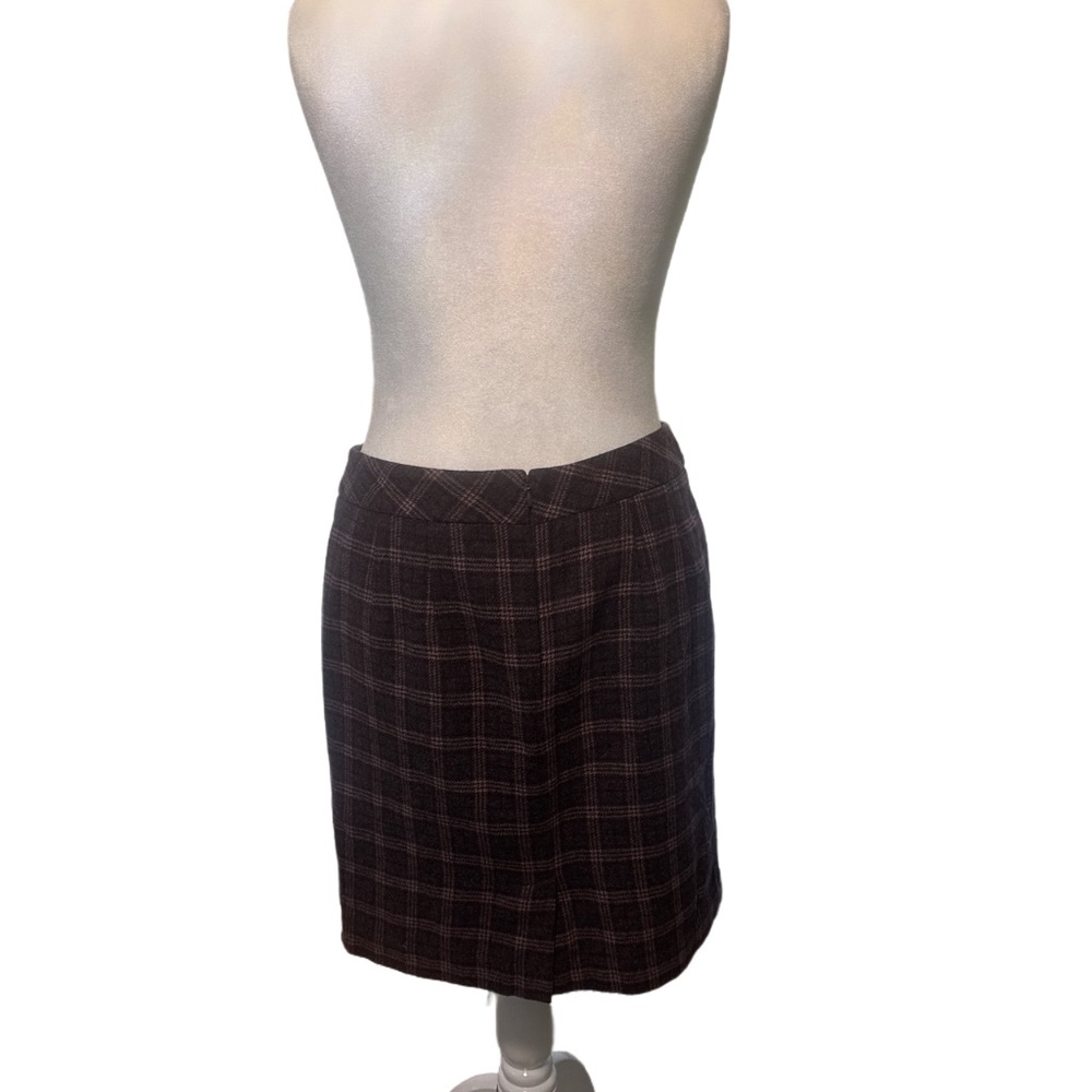 Chadwicks Deep Gray, Mauve, and Deep Red Plaid Wool Blend Pencil Skirt - Picture 5 of 5